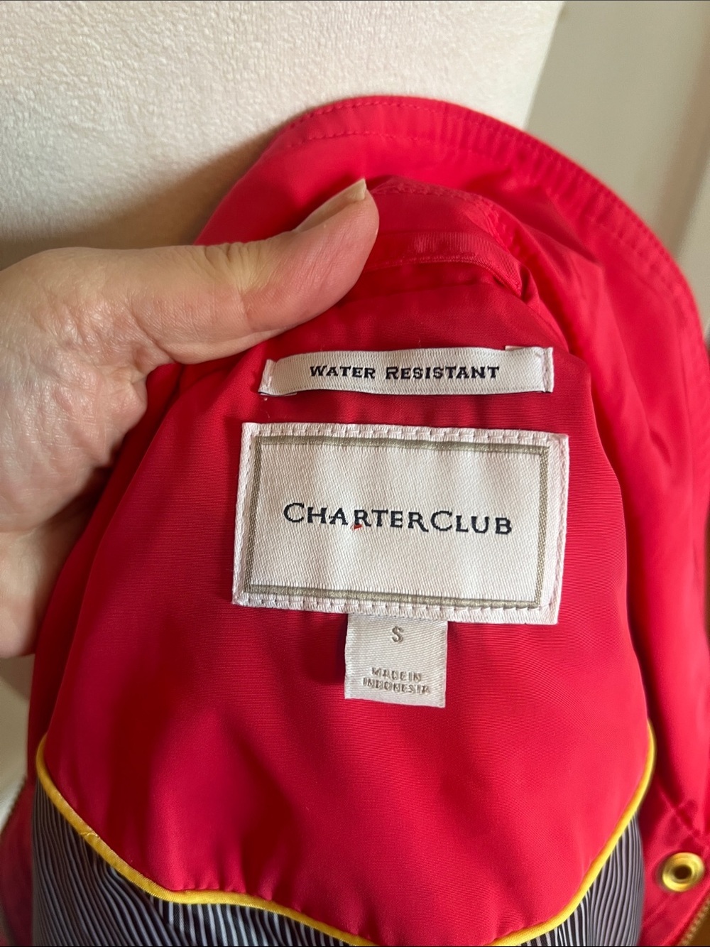 Charter Club Bright Pink Hooded Utility Jacket – Water Resistant Rain Coat Small - Picture 9 of 10